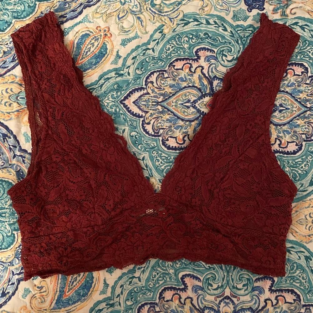 Maroon bralette.